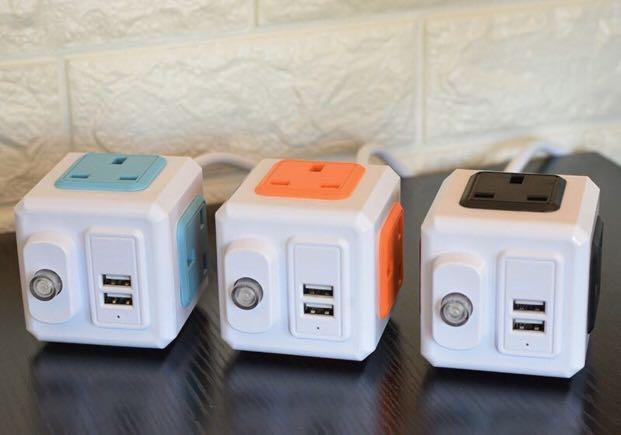 Plug Extender Orange Color Ready Stock MagicCube Orange color Portable Extension Plug Socket 2 ...