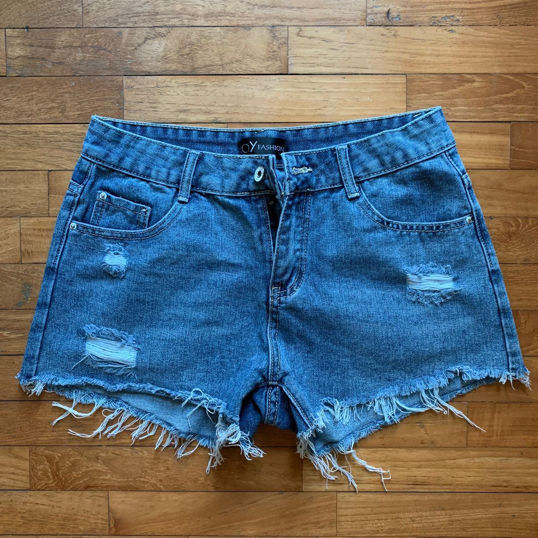 destroyed denim shorts womens
