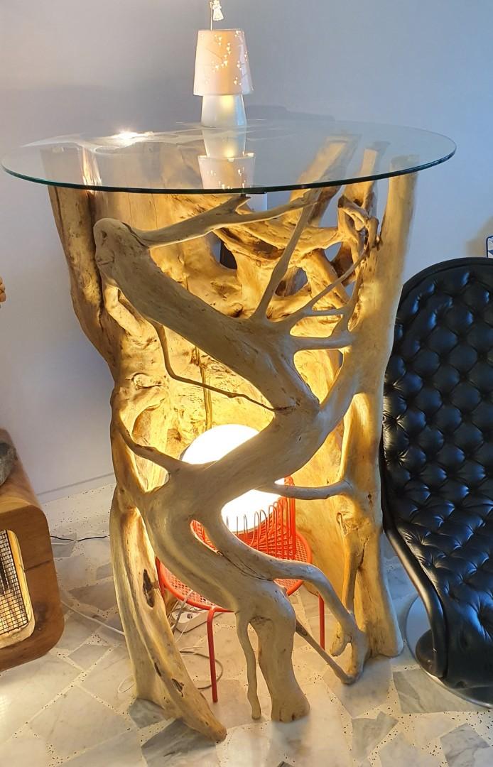 natural wood roots table/pedestal, Furniture & Home Living, Furniture