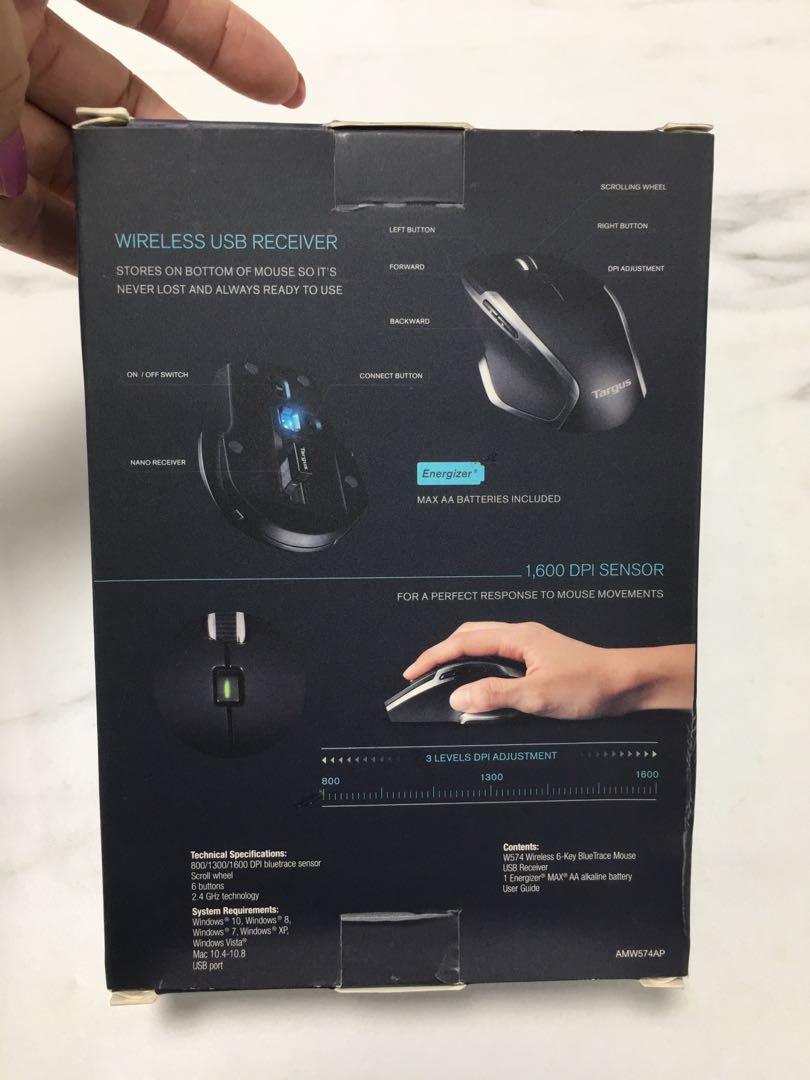 Wireless mouse (Category: Mouse & Mousepads) located in Singapore. Submitted by sunshine_si888 (Listing ID 1010146150, Image 3). Description: Brand new Targus W574 wireless 6-key blue-trace mouse With original packaging Item as same as the picture Meet up at Canberra MRT Station * Delivery by Normal postage Item will only send out after the payment received Please note that it will be take 5-7 working days .