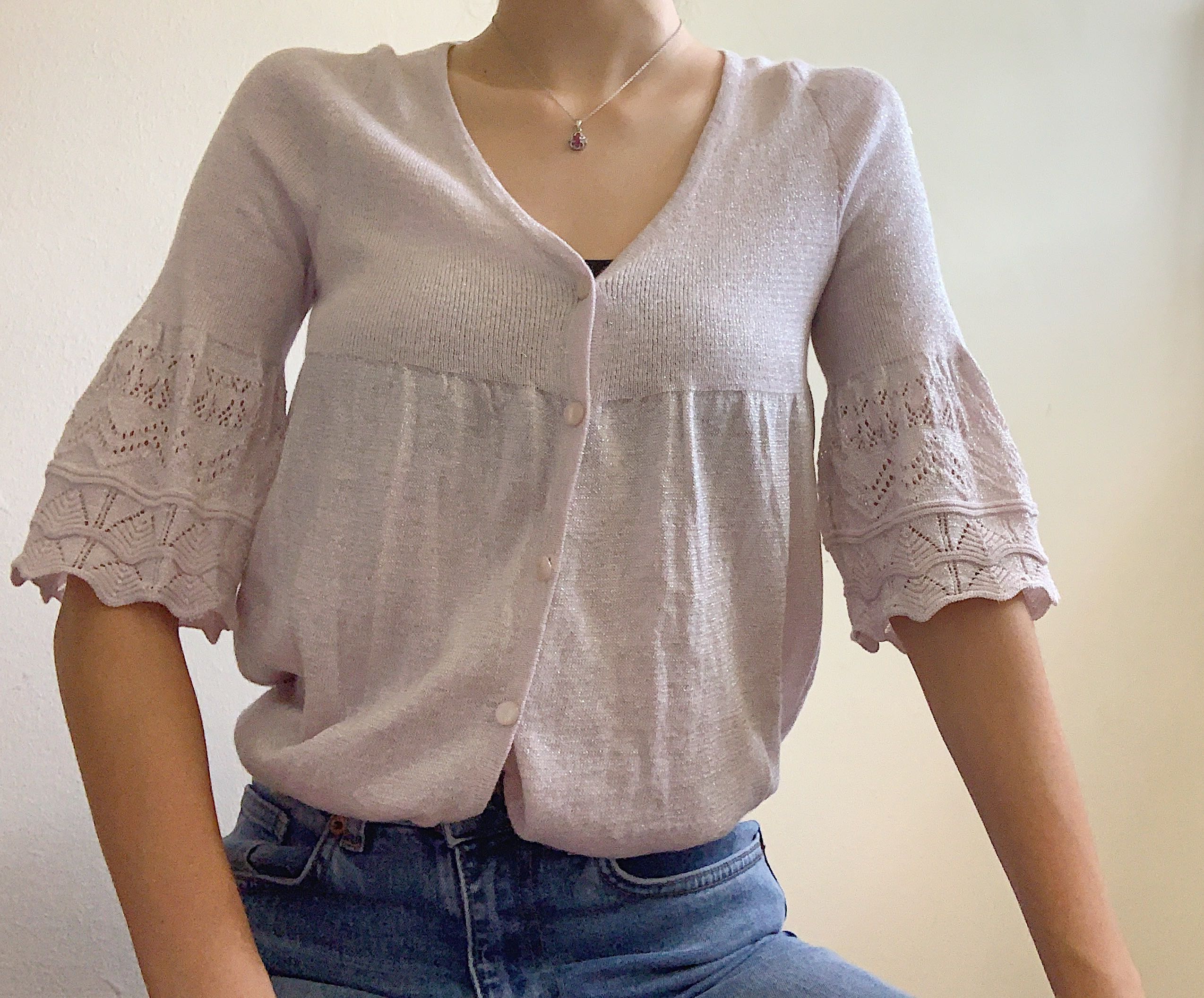 Thrifted pink glitter cardigan, Women's Fashion, Coats, Jackets and