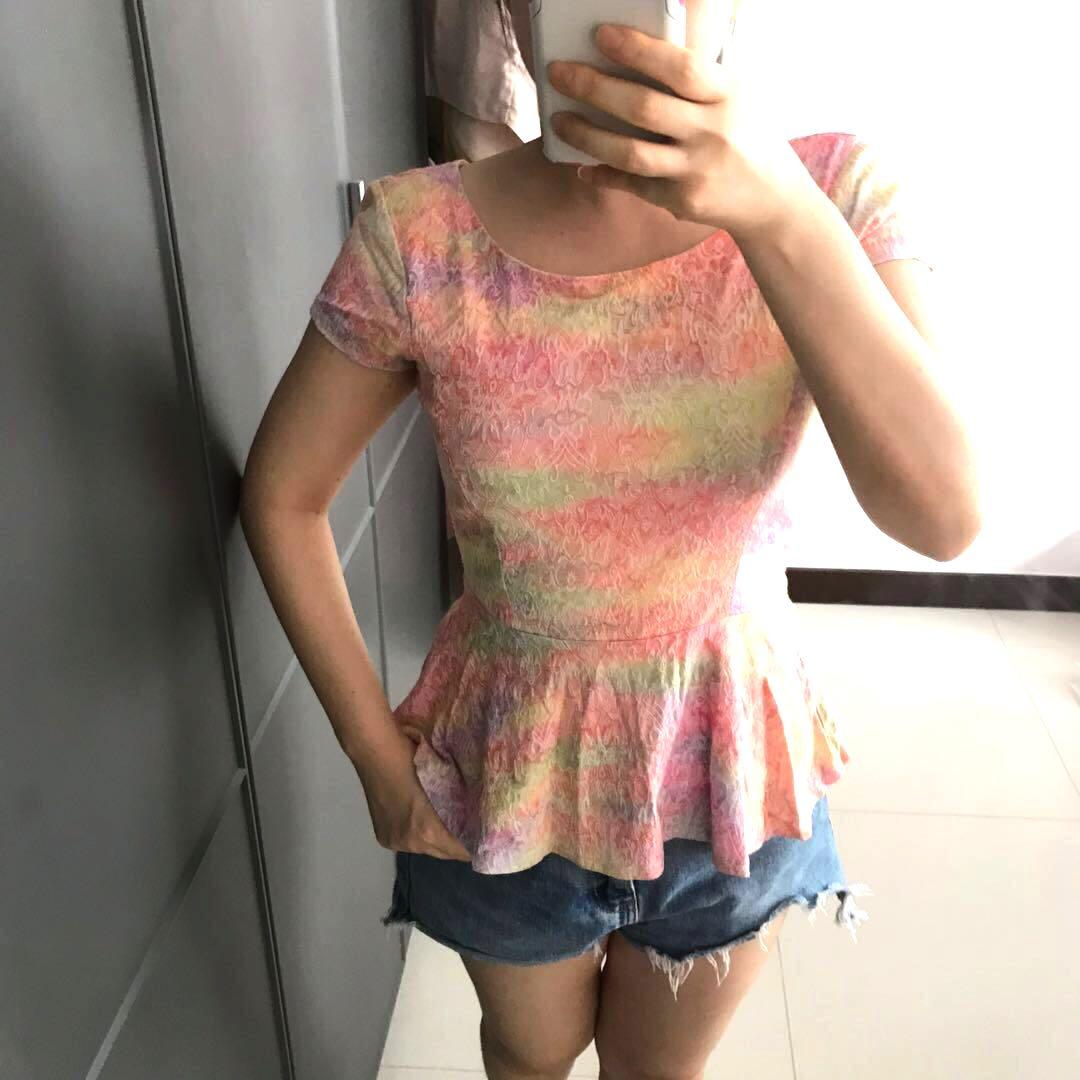 rainbow peplum top