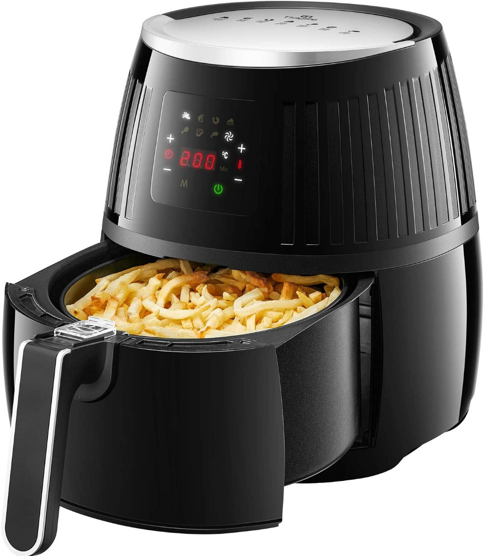 Recipes 1500W Nonstick Basket Hot Air Fryer with 50 Tidylife 4.5 Qt Air Fryer XL with Smart Time & Temperature Control Air Fryer 