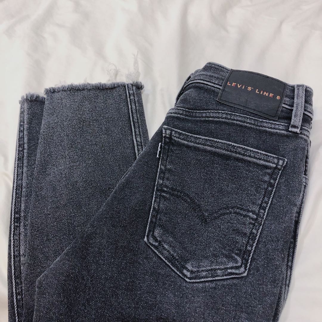 Authentic LEVI'S LINE 8 Super High-Waisted Raw Hem Skinny Denim Jeans in  Washed Black, Women's Fashion, Bottoms, Jeans & Leggings on Carousell