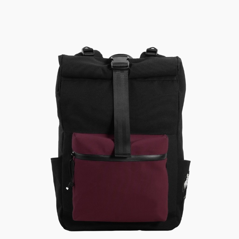 Backpack NAMA STUDIO LxQ 322 Jet Black & Burgundy, Fesyen Pria, Tas