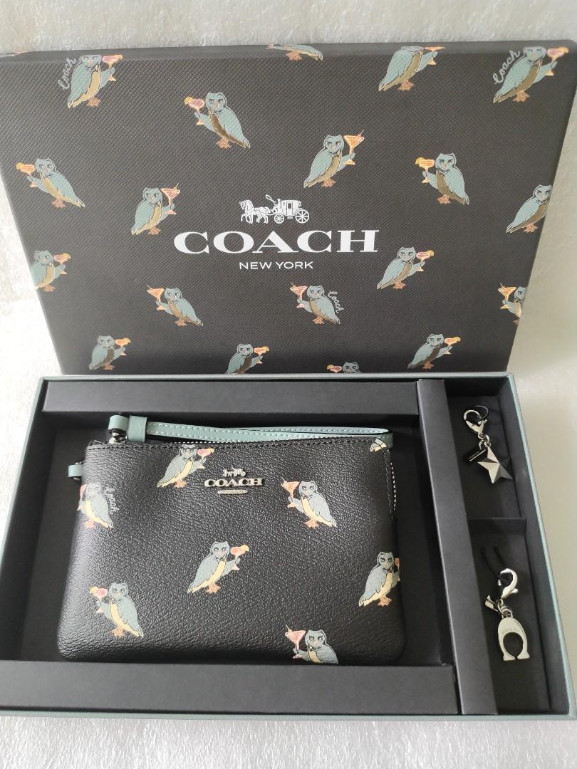 Coach Wristlet Party Owl with charms 