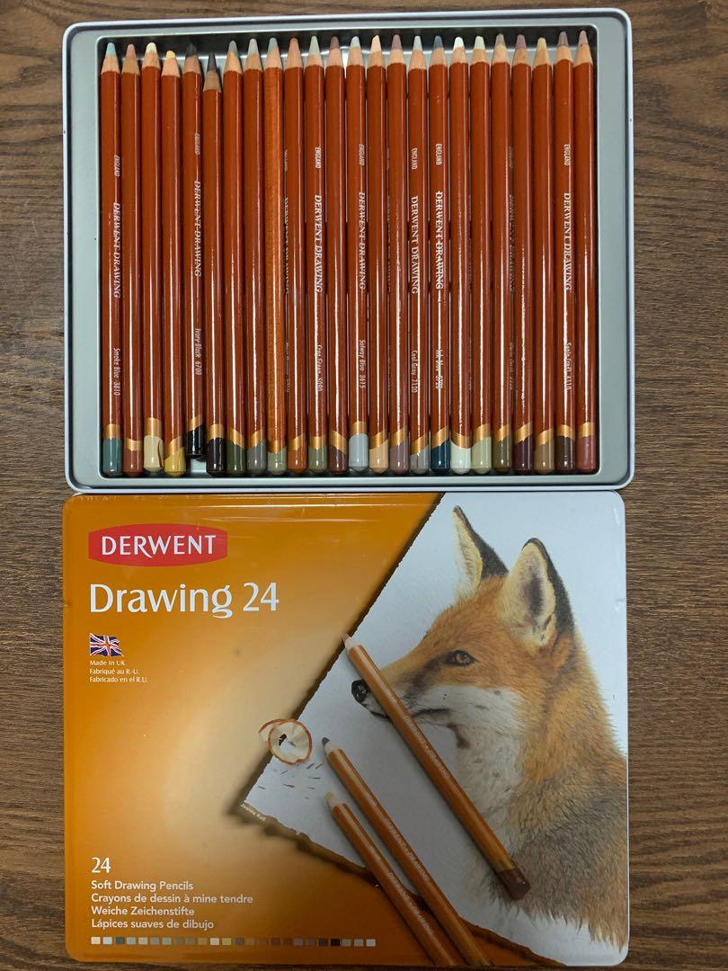 Round drawing pencils Derwent in metal box - Vunder