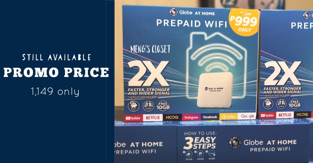 GLOBE at HOME Prepaid WIFI (Category: Early Generation Mobile Phones) located in Manila. Submitted by mengscloset (Listing ID 1002997759, Image 1). Description: GLOBE @HOME PREPAID WIFI 🔥 Via Grab or Joyride✔ Pick up is AVAILABLE (Mandaluyong area)🔥 MOP: GCASH/ BPI / BDO/ Metrobank/ SmartMoney/ Palawan Pawnshop/ LBC ✔️Free Sim Globe with 10 GB load ✔️NO MONTHLY BILLS ✔️50% Stronger WIFI coverage ✔️Loadable ✔️Just plug, load and surf ✔️High-spee