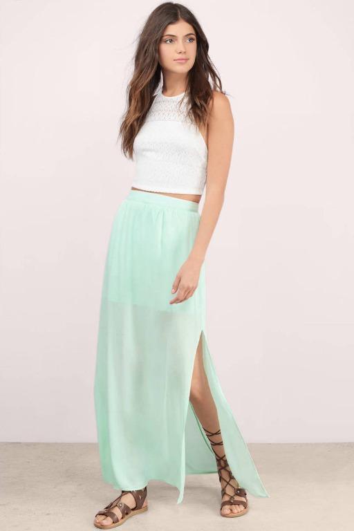 H&m chiffon cheap maxi skirt