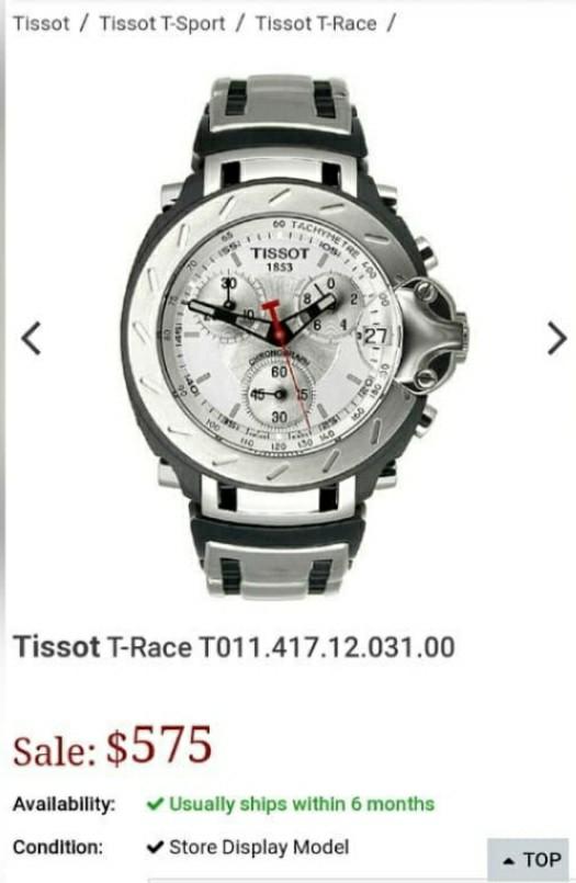 Jam tangan Tissot T Race T011.417.12.031.00 ORI