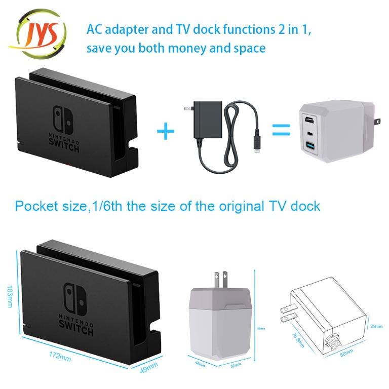 JYS Convert Dock Charger for Nintendo Switch (Category: Nintendo) located in Manila. Submitted by techsmartph (Listing ID 1004331253, Image 3). Description: * Portable Compact Charger with full docking capabilities * AC adapter and TV dock functions 2 in 1, save you both money and space * Pocket size,1/6th the size of the original TV dock * Powerful function,compatible with a lot of USB-C devices * Complies with PD protocols, can charge Smartphon