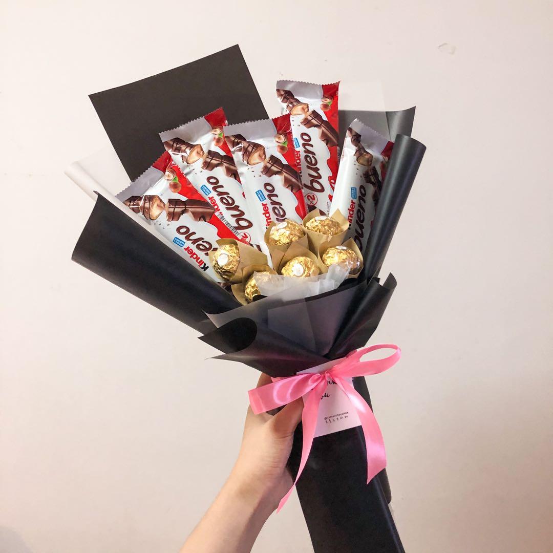 Kinder Bueno Bars Ferrero Rocher Chocolate Bouquet For Graduation Birthday Mothers Day Gardening Flowers Bouquets On Carousell