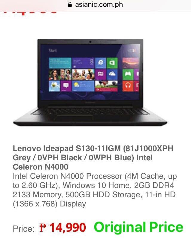 Lenovo Ideapad S130 11igm Electronics Computers Laptops On Carousell