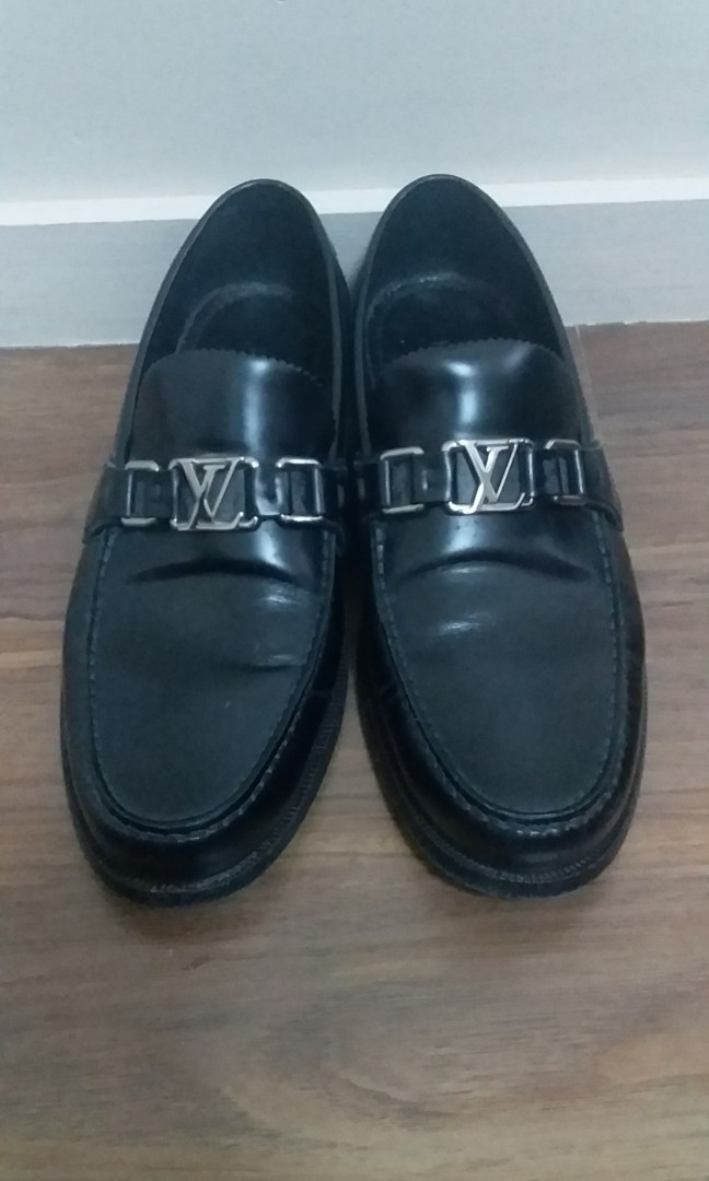 LOUIS VUITTON Calfskin Mens Montaigne Loafers UK 9 Black