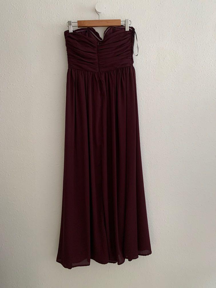 Love bonito bridesmaid dress maroon tube, Women's Fashion, Dresses & Sets,  Dresses on Carousell