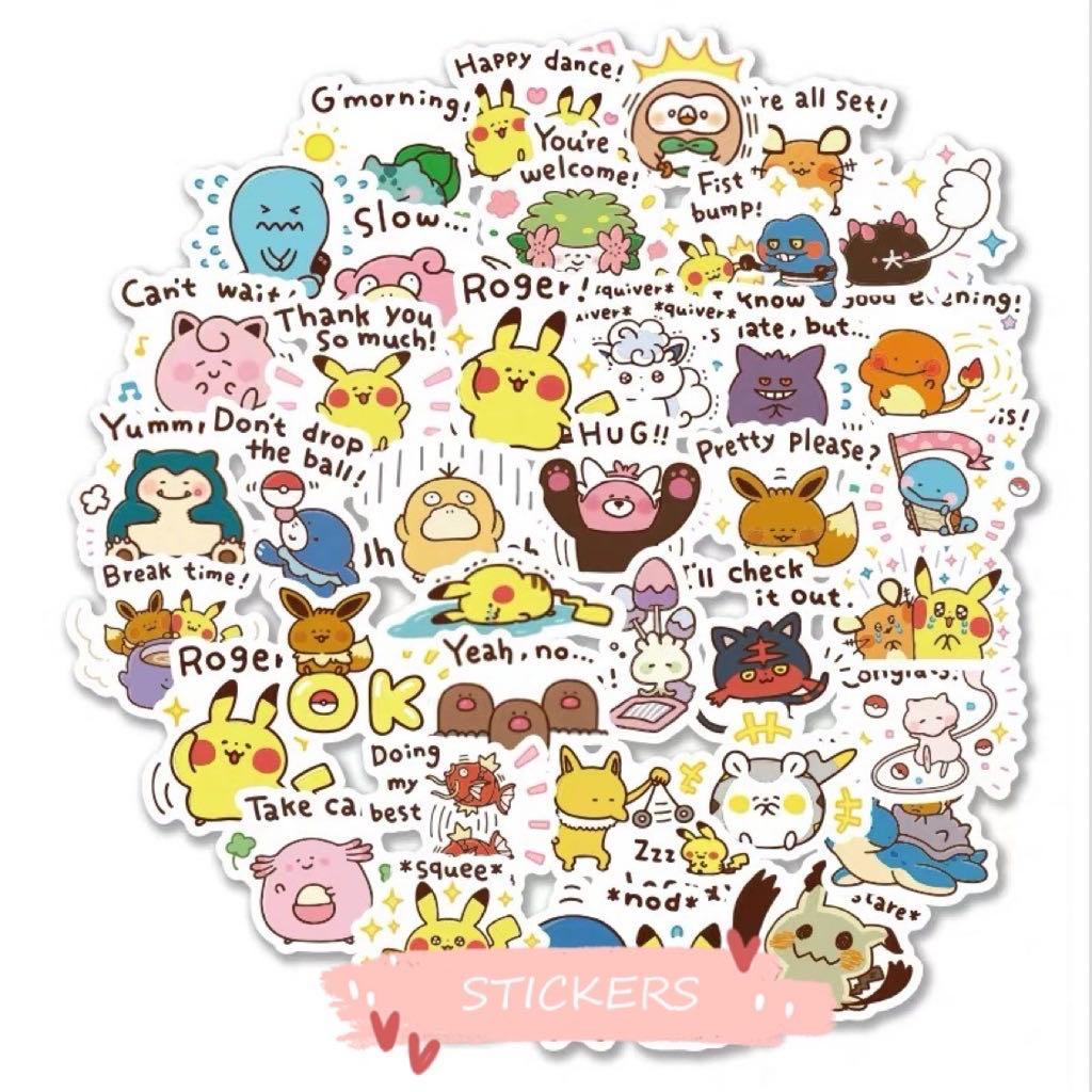 pack of 40 stickers waterproof pokemon stickers non repeated cute hobbies toys stationery craft stationery school supplies on carousell