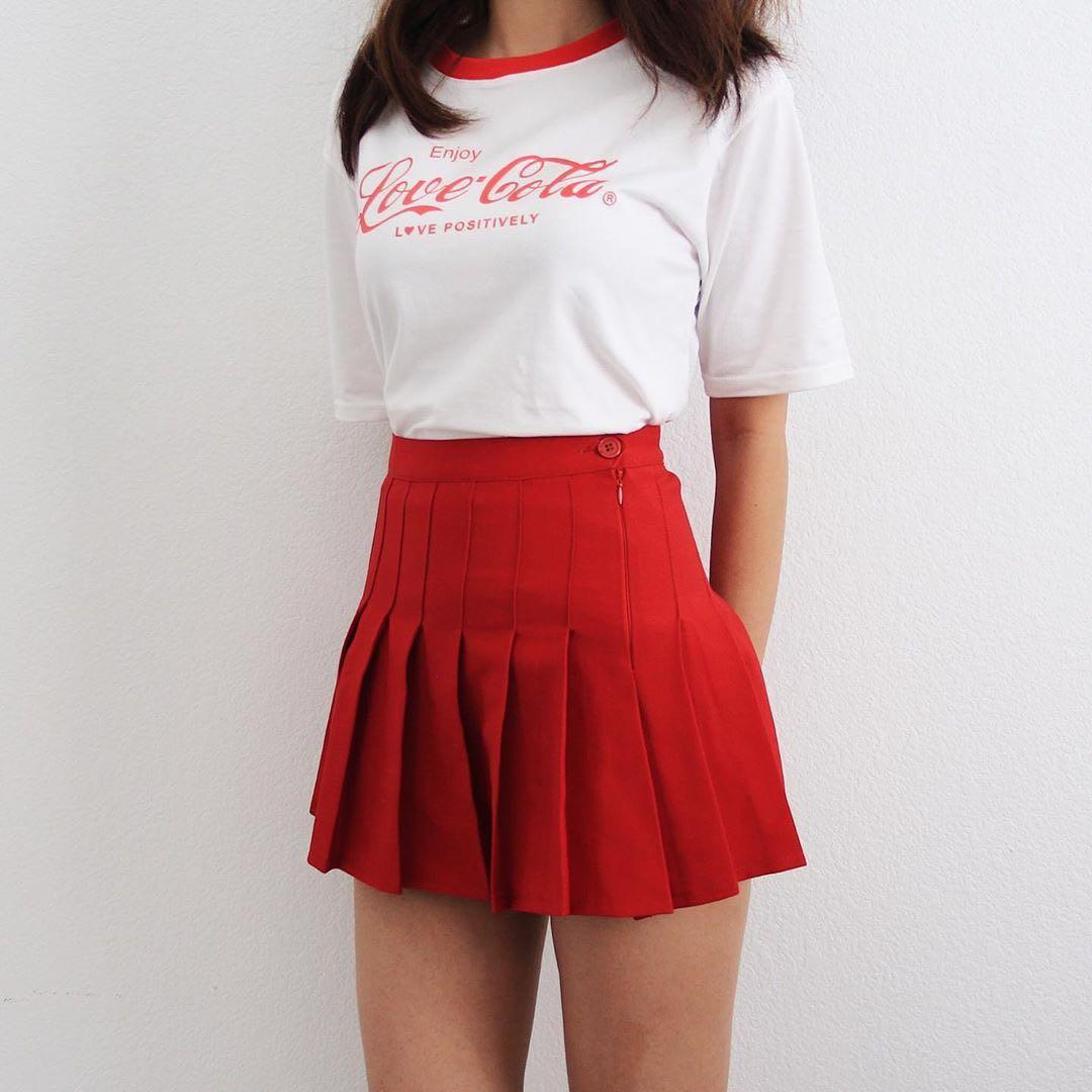 Red Tennis Skirt, Women's Fashion 