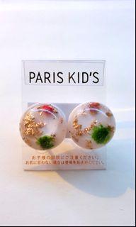 resin floral button earrings clip on