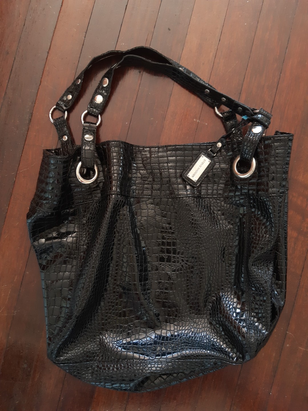 steve madden black tote bag