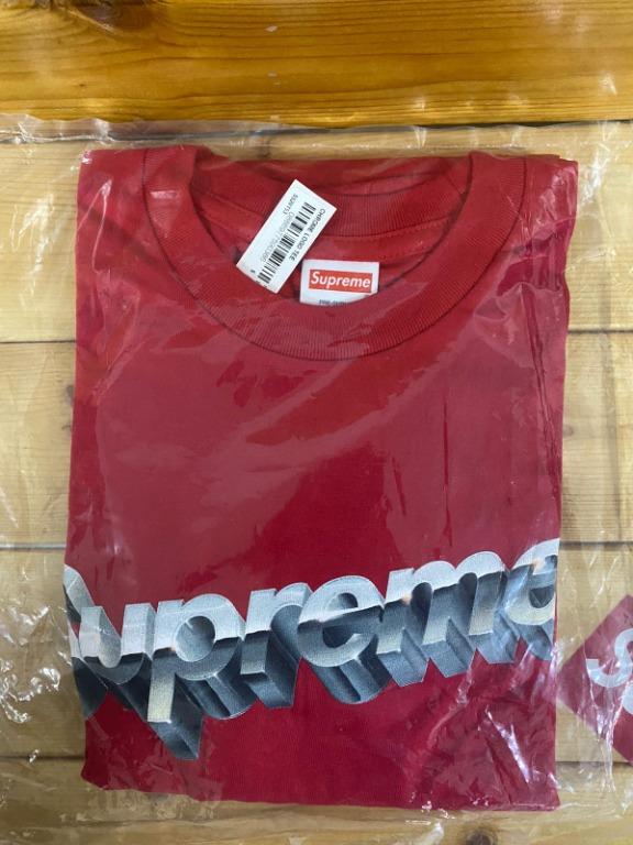 supreme chrome logo tee red