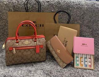 Take all coach bag with wallet and perfume bundle ready to ship