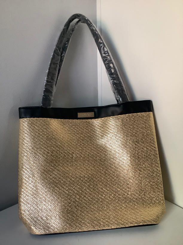 Versace Parfums black and gold tote 