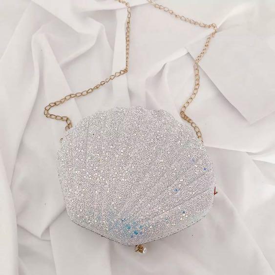 White glitter bag discount