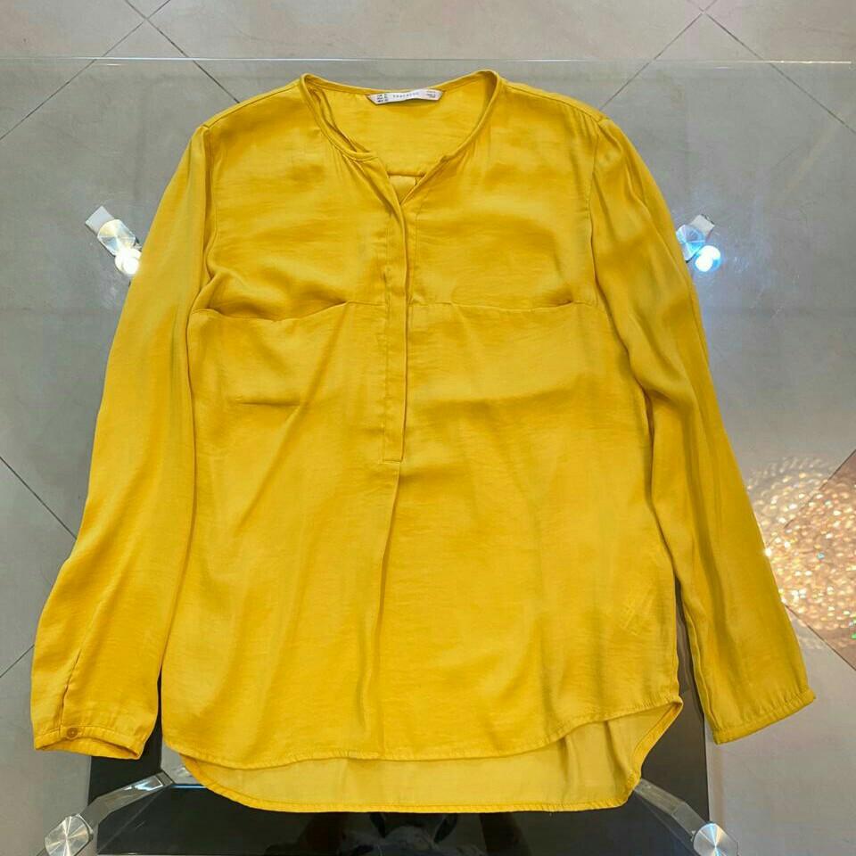 zara mustard blouse
