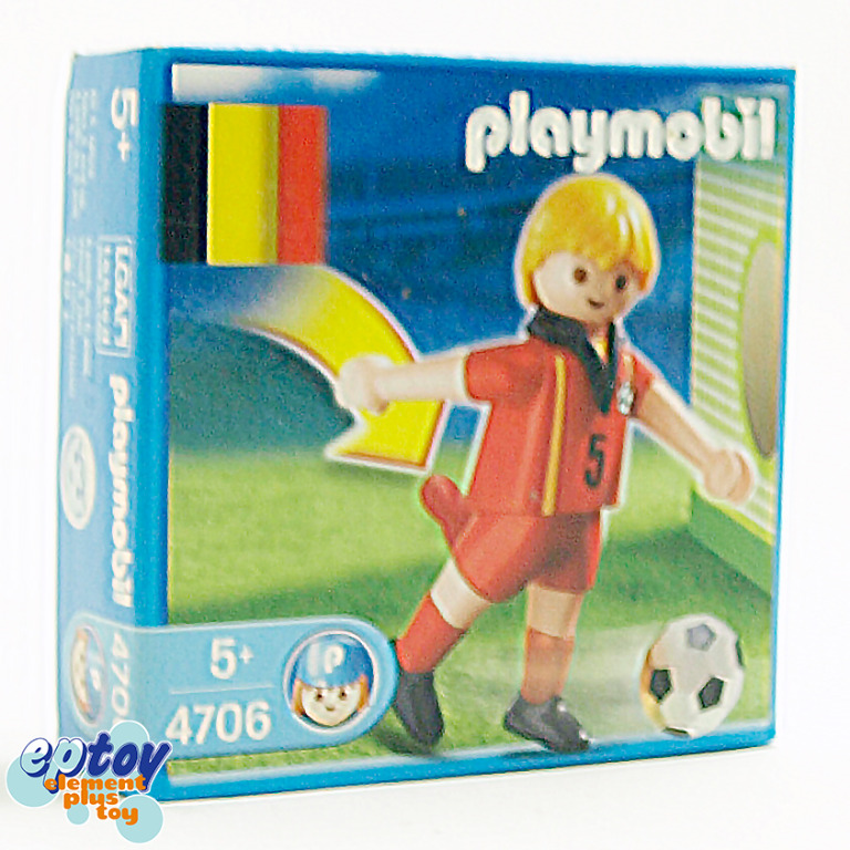Playmobil 4706 Belgium Soccer Player Figure - With Kicking Action