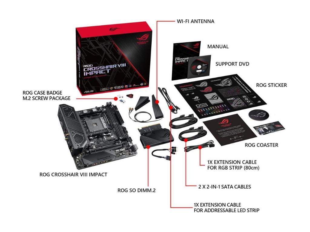 Asus ROG CROSSHAIR VIII Impact AMD X570 Chipset Computers