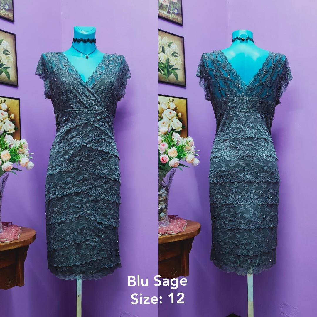 Blu Sage grey sequin lace cocktail dress size 16 Women s Fashion Dresses Sets Evening dresses gowns on Carousell