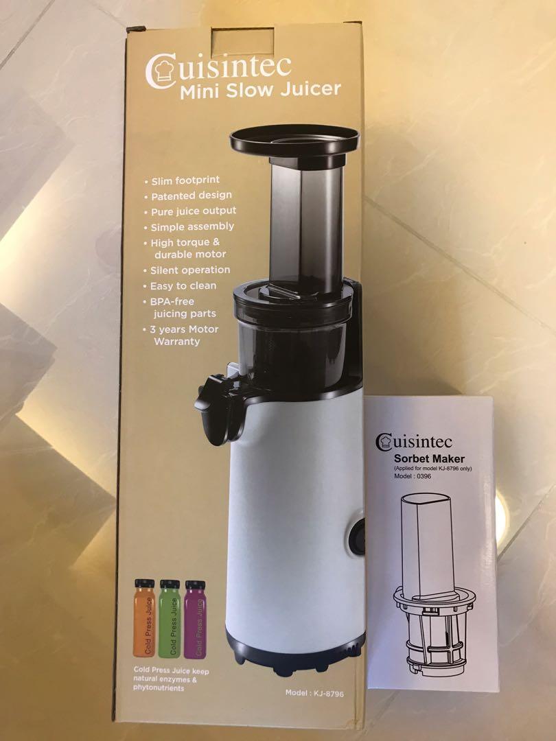 Cuisintec Mini Slow Juicer + Sorbet Maker, 家庭電器, 廚房電器, 榨汁機及攪拌機 Carousell