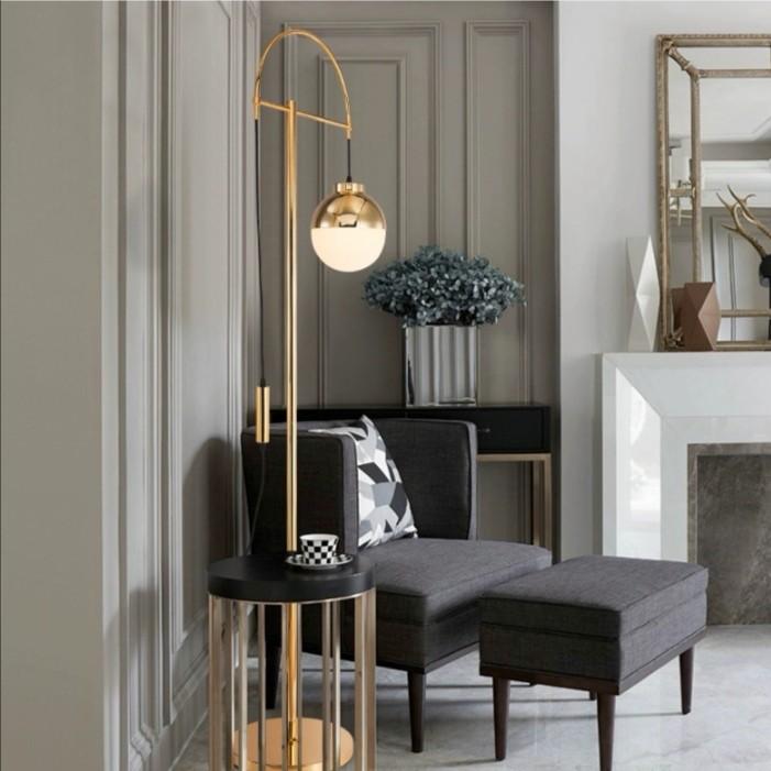 mid century gold floor lamp