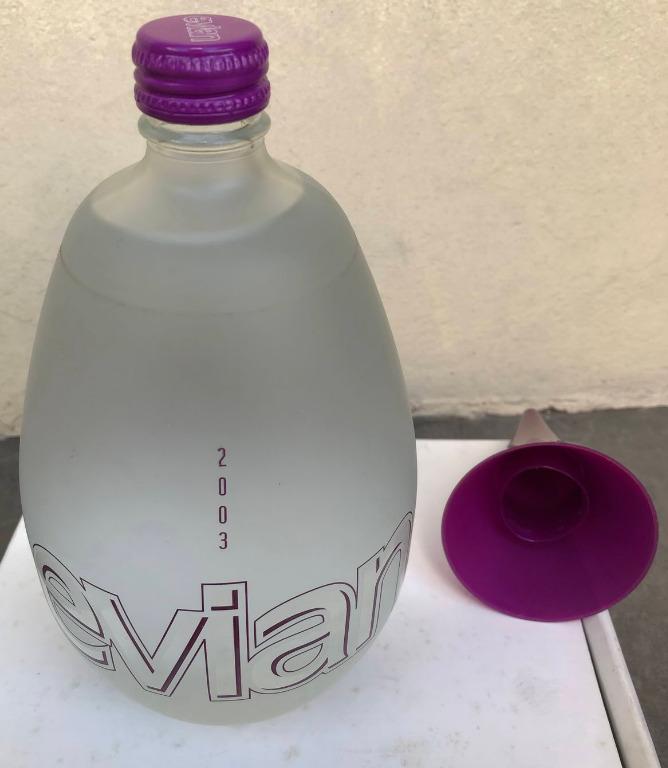 EVIAN Millenium Large Glass Tear Drop Water Bottle Year 2003 SEALED