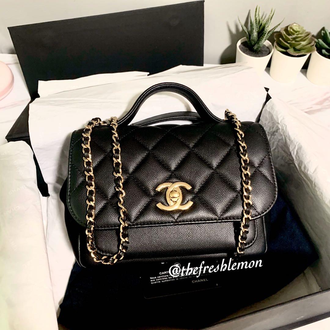 CHANEL Black Quilted Caviar Leather Medium Business Affinity Tote Bag