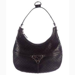 Gucci Hobo Vintage Perforated Black Leather