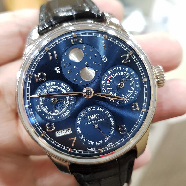 IWC Portugieser Perpetual Calendar White Gold Automatic Blue Dial