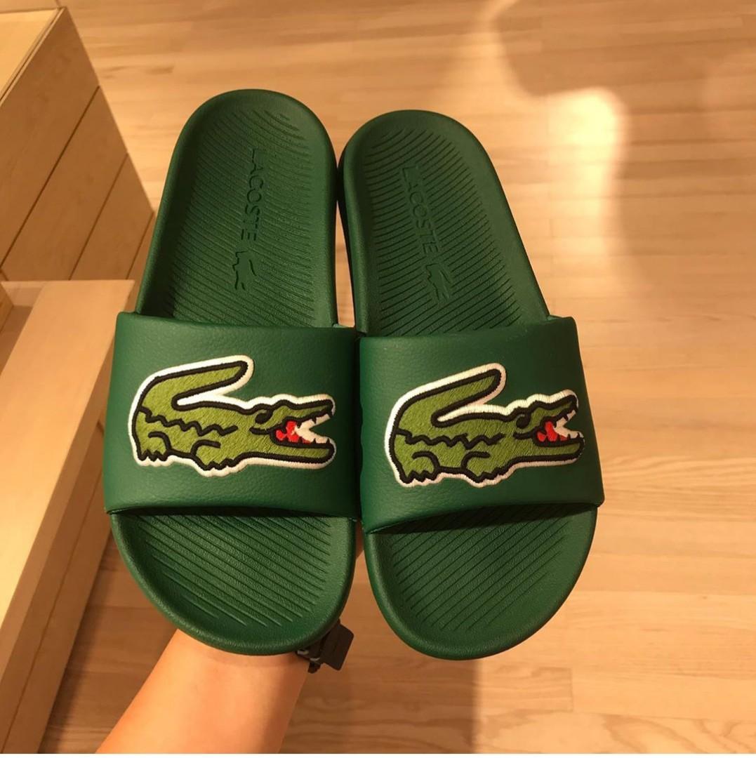 lacoste slippers green