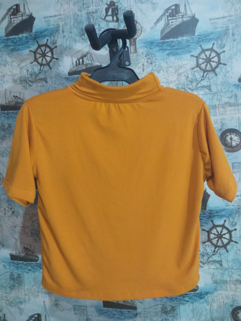 mustard mock neck top