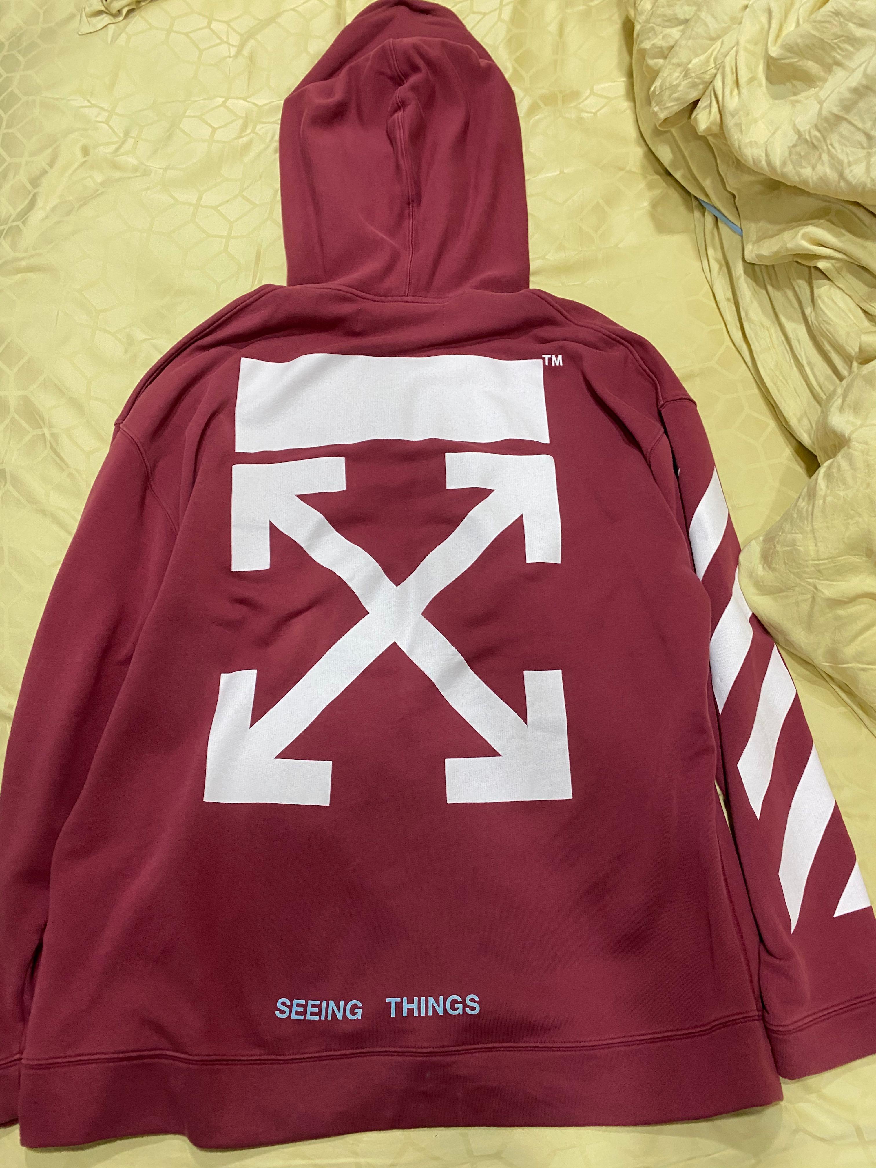 Off White Red Arrows Hoodie Bordeaux Men s Fashion Coats