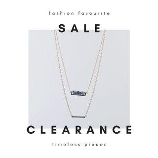 [SALE] Blue/Pink Marble Bar Necklace in Gold