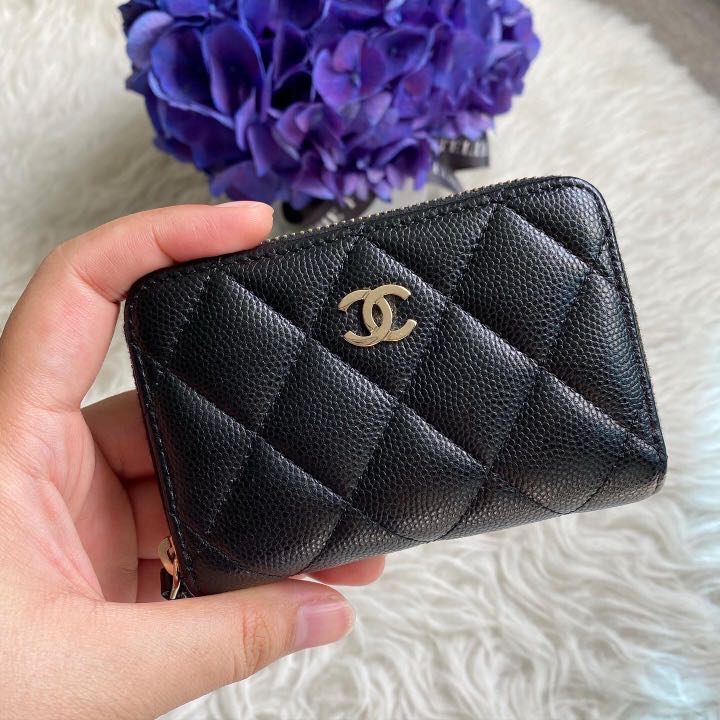 Chanel Black Quilted Caviar CC Phone Clutch With Pouch Gold