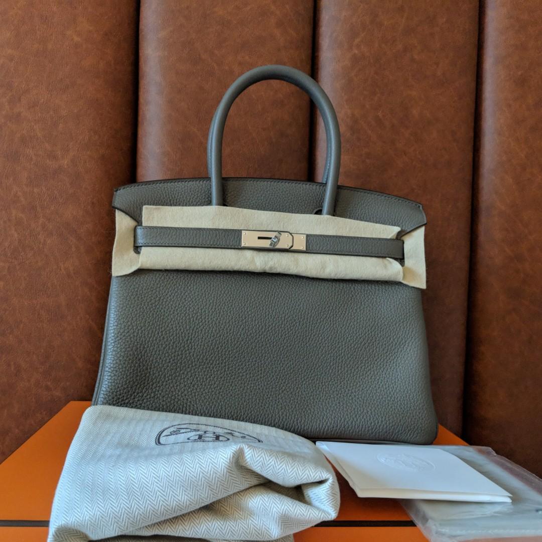 Hermes Birkin 30 Etain Epsom PHW, Luxury, Bags & Wallets on Carousell