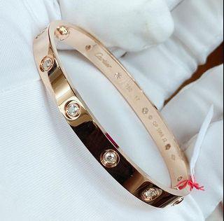 Cartier Bangle with Diamonds (SOLID GOLD, NOT INSPIRED OR HALLOW)