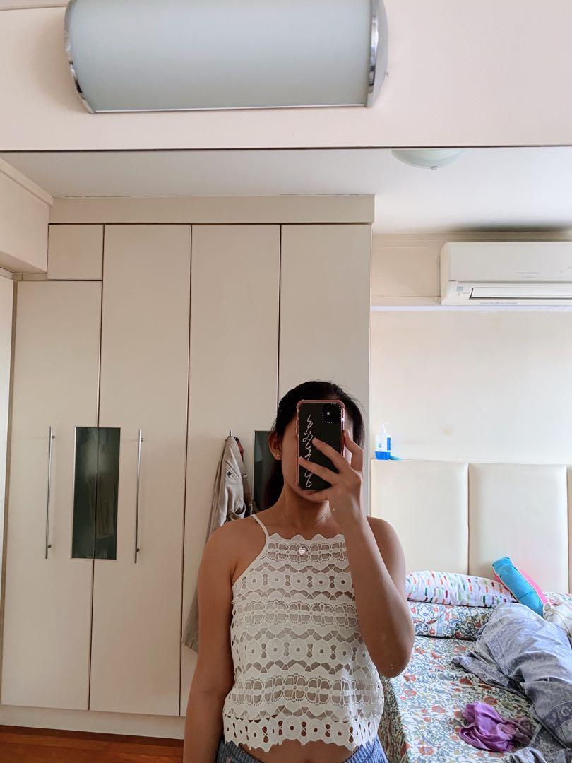 Forever New Pure White Floral Thick Lace Tank Women S Fashion Clothes Tops On Carousell