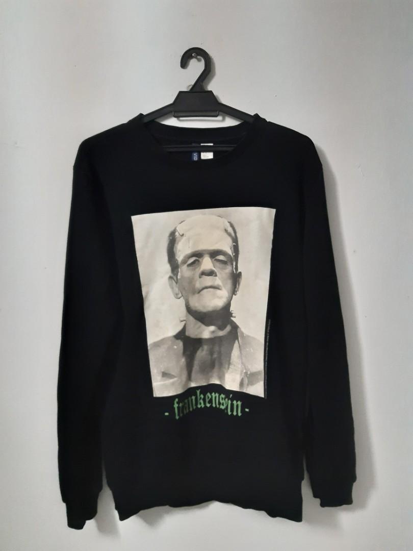 Hu0026M Sweatshirt Frankenstein, Men's Fashion, Tops u0026 Sets, Tshirts u0026 Polo  Shirts on Carousell