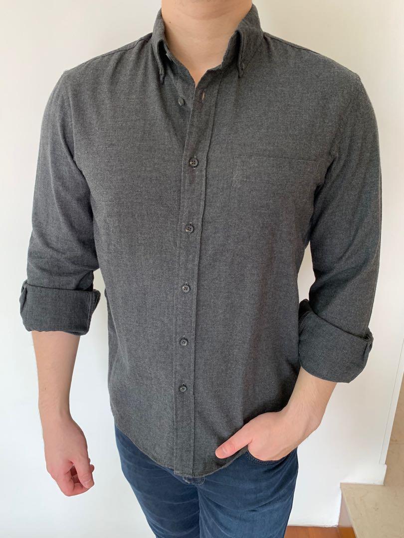 Mens grey discount dress shirt