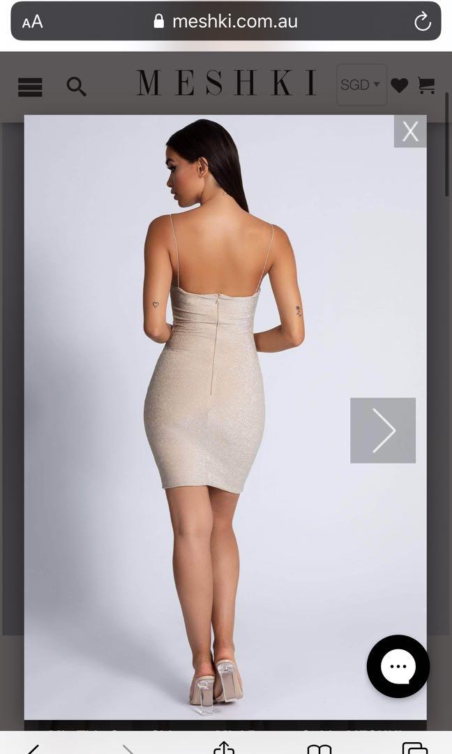 MESHKI Mia Thin Strap Shimmer Mini Dress