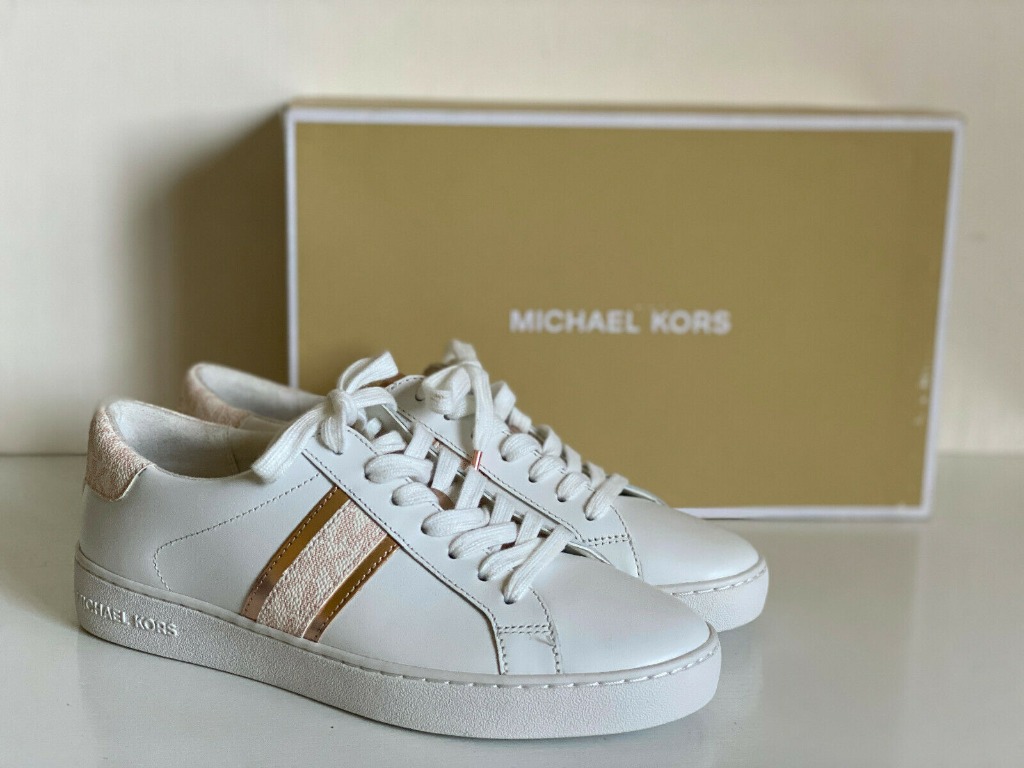 Michael kors red hot sale and white sneakers