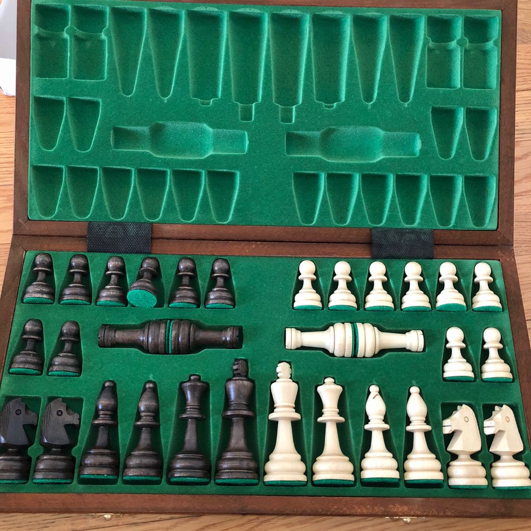 NEW! Sustainable Wooden Folding Chess Set in Box